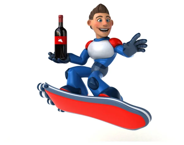 Lustige Cartoon Figur Mit Wein Illustration — Stockfoto