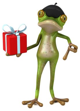 Eğlenceli çizgi film karakteri ile hediye - 3d çizim