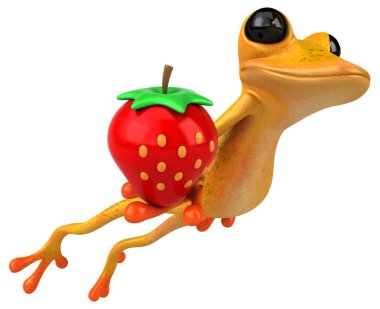 Çilek - 3d çizim ile eğlenceli çizgi film karakteri