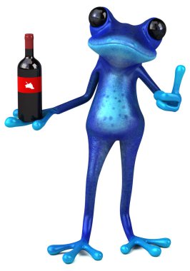 Şaraplı komik çizgi film karakteri - 3D İllüstrasyon