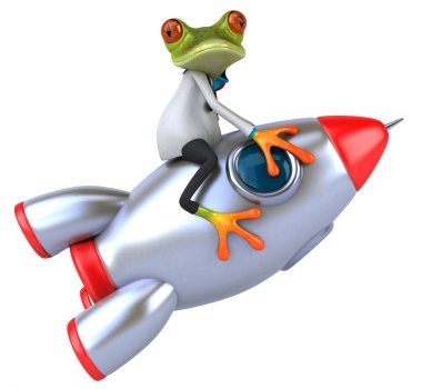 Eğlenceli kurbağa roket - 3d çizim