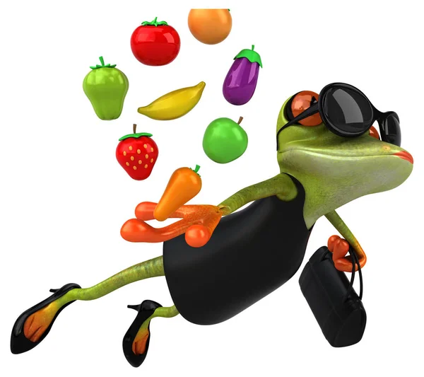 Leuk Personage Met Groenten Fruit Illustratie — Stockfoto