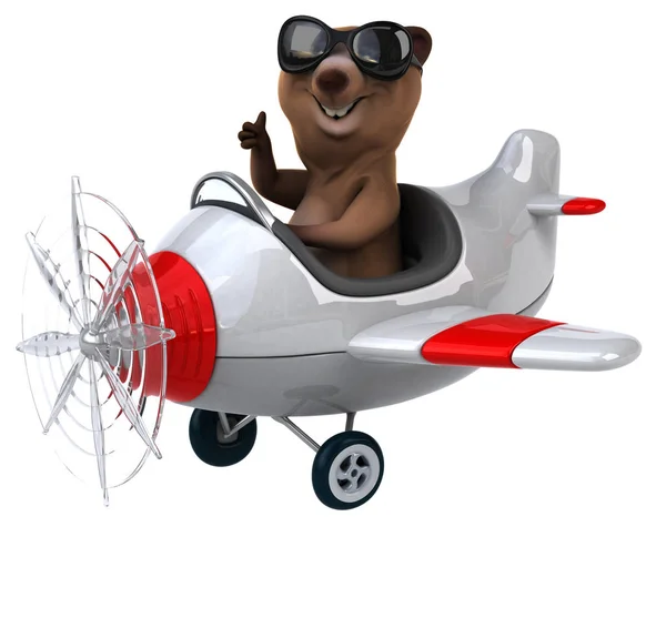 Spaß Cartoon Figur Mit Flugzeug Illustration — Stockfoto