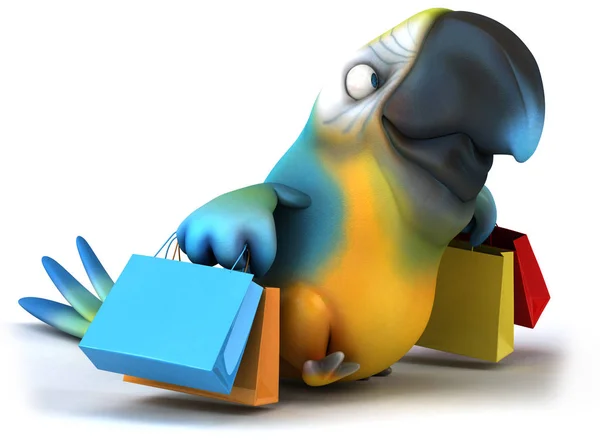 Веселий Папуга Мішками Ілюстрація — стокове фото