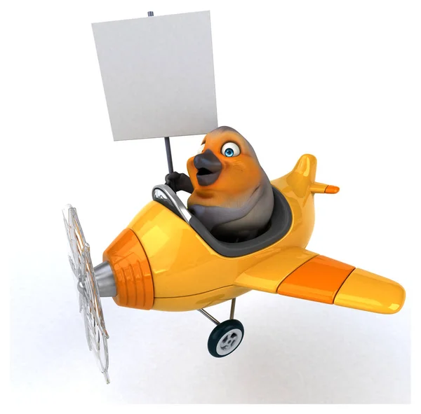 Eğlenceli Çizgi Film Karakteri Ile Uçak Çizim — Stok fotoğraf