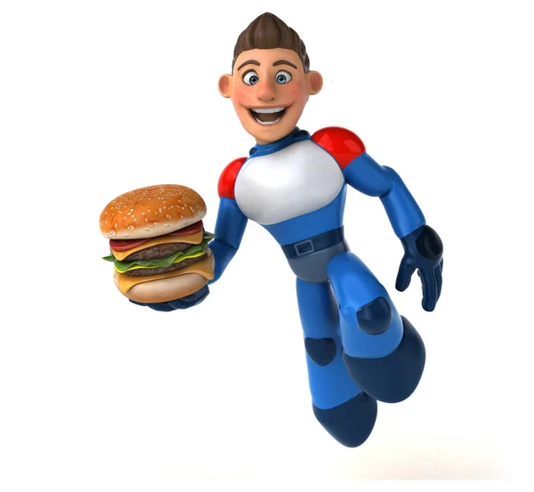 Super Modern Superhero Burger Illustration — Stock Photo, Image
