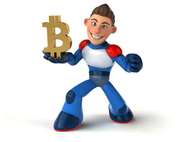 Bitcoin イラストで楽しい漫画のキャラクター — ストック写真