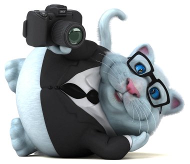 Eğlenceli çizgi film karakteri ile fotoğraf makinesi - 3d çizim