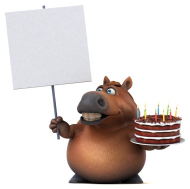 Eğlenceli çizgi film karakteri ile kek - 3d çizim