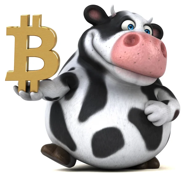 Веселый Мультяшный Персонаж Bitcoin — стоковое фото