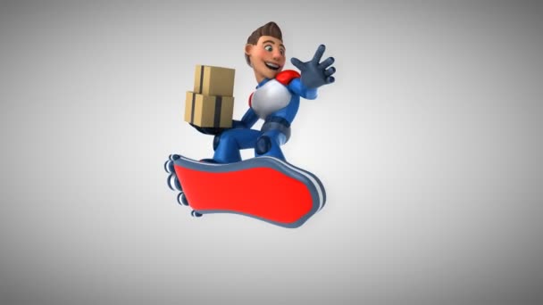 Super Modern Superhjälte Med Lådor Animation — Stockvideo