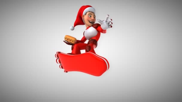 有趣的超级圣诞老人与热狗 — 图库视频影像