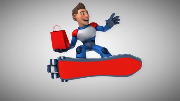 Fun Cartoon Character Shopping Bag Animation — Stock Video