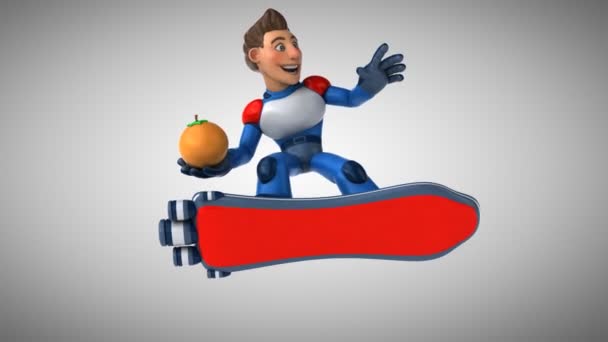 Lustige Zeichentrickfigur Mit Orange Animation — Stockvideo