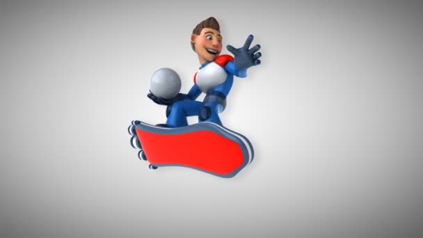 ボールと楽しい漫画のキャラクター 3Dアニメーション — ストック動画