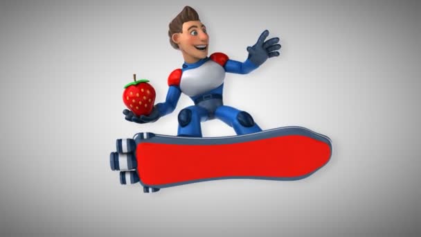 Fun Cartoon Character Strawberry Animation — Stock Video