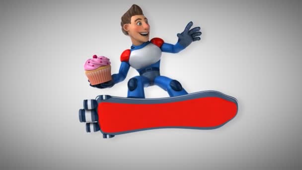 Spaß Cartoon Figur Mit Cupcake Animation — Stockvideo