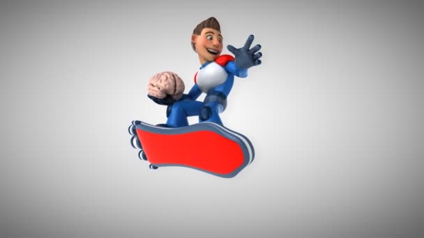 Leuk Personage Met Hersenen Animatie — Stockvideo