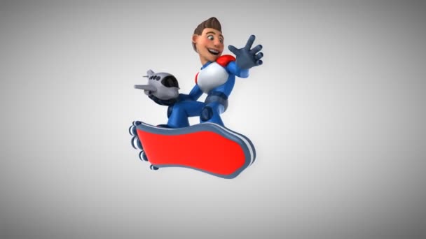 Fun Cartoon Character Plane Animation — Stock Video