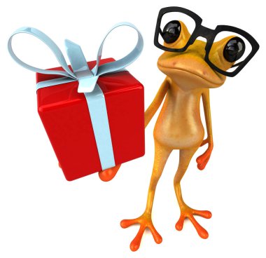 Eğlenceli çizgi film karakteri ile hediye - 3d çizim