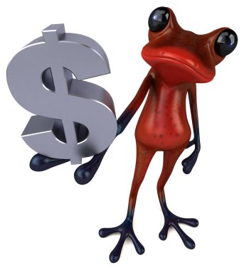 Dolarlı eğlenceli kurbağa - 3D İllüstrasyon