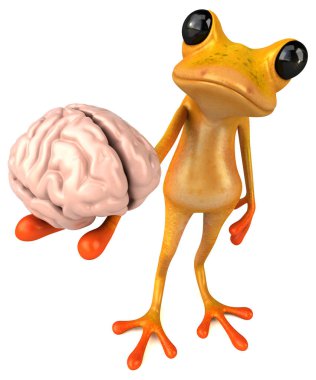 Komik çizgi film karakteri ile beyin - 3d çizim