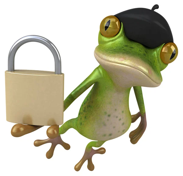 Leuk Personage Met Padlock Illustratie — Stockfoto