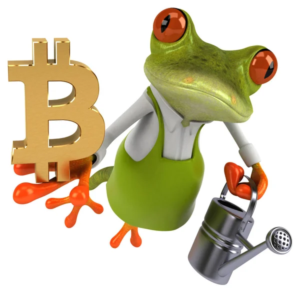 Fun French Frog Bitcoin Illustration — Stock Photo, Image