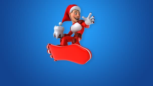 Fun Super Santa Claus Tooth Animation — Stock Video