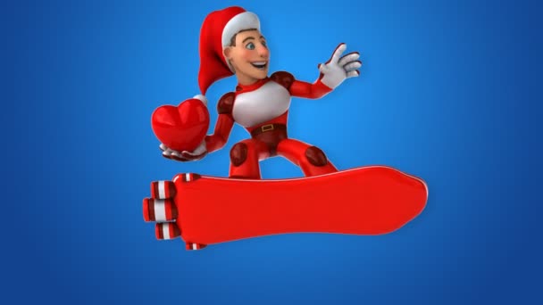 Leuk Super Santa Claus Met Hart Animatie — Stockvideo