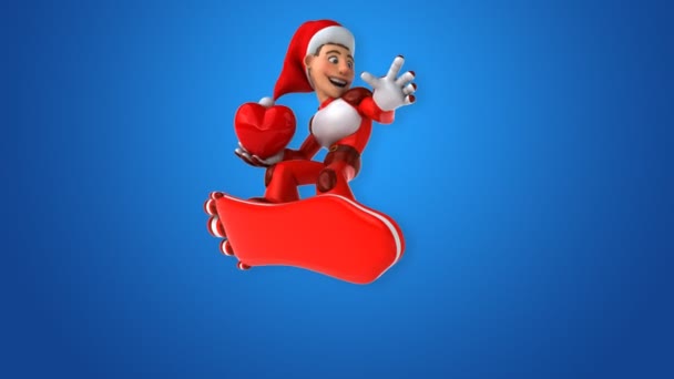 Kul Super Santa Claus Med Hjärtat Animation — Stockvideo
