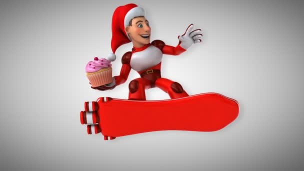 Spaß Cartoon Figur Mit Cupcake Animation — Stockvideo