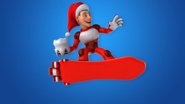 Fun Super Santa Claus Tooth Animation — Stock Video