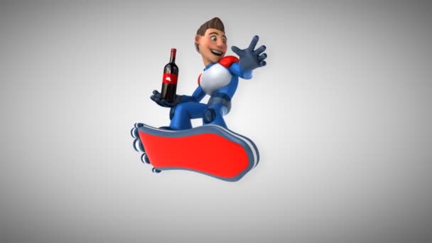 Personagem Desenho Animado Divertido Com Vinho Animação — Vídeo de Stock