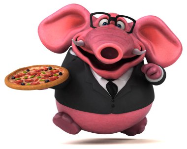 Pizza - 3d çizim ile eğlenceli çizgi film karakteri