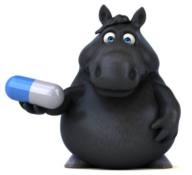 Komik çizgi film karakteri ile hap - 3d çizim