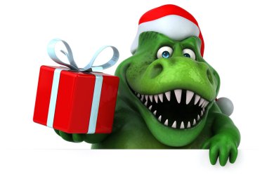 Eğlenceli dinozor Noel Baba - 3d çizim