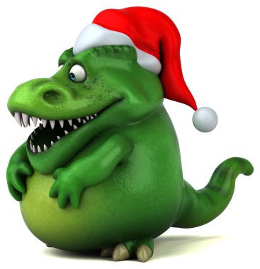 Eğlenceli dinozor Noel Baba - 3d çizim