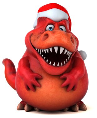 Eğlenceli dinozor Noel Baba - 3d çizim