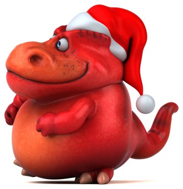 Eğlenceli dinozor Noel Baba - 3d çizim