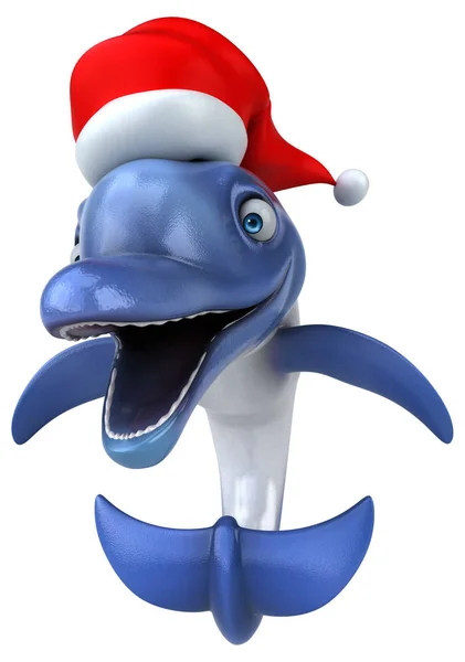 Zábava Dolphin Santa Clause Klobouk Ilustrace — Stock fotografie