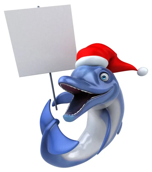 Divertimento Delfino Santa Clause Cappello Illustrazione — Foto Stock