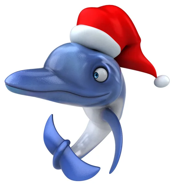 Spaß Delphin Weihnachtsmann Klausel Hut Illustration — Stockfoto