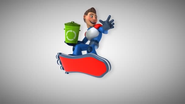 Fun Cartoon Character Bin Animation — Stock Video