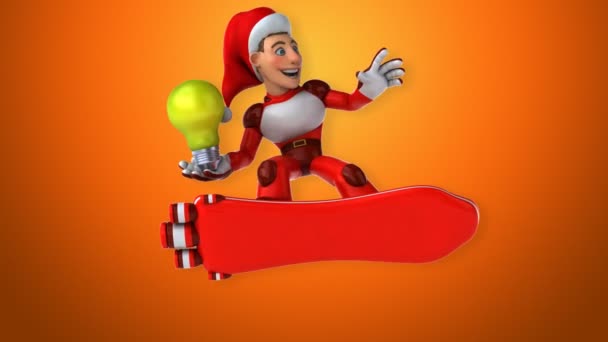 Leuk Super Santa Claus Met Lamp Animatie — Stockvideo