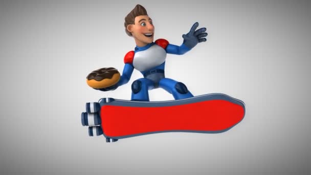 Rolig Tecknad Figur Med Donut Animation — Stockvideo