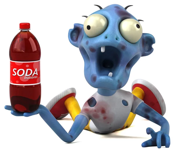 Leuke Zombie Met Soda Illustratie — Stockfoto