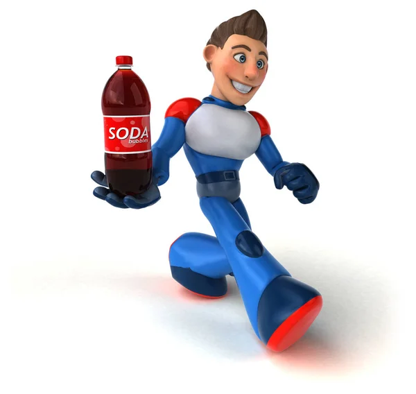 Supermoderner Superheld Mit Soda Illustration — Stockfoto