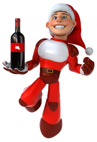 Lustige Cartoon Figur Mit Wein Illustration — Stockfoto