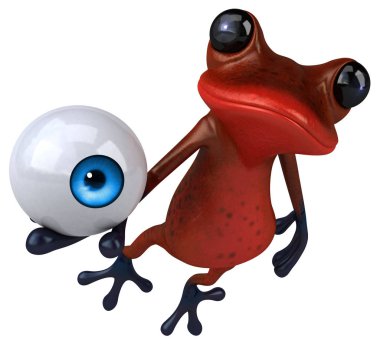 Gözü olan eğlenceli kurbağa - 3D Görüntü